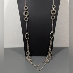 Premier Designs Silver Chain Necklace with Textured Links